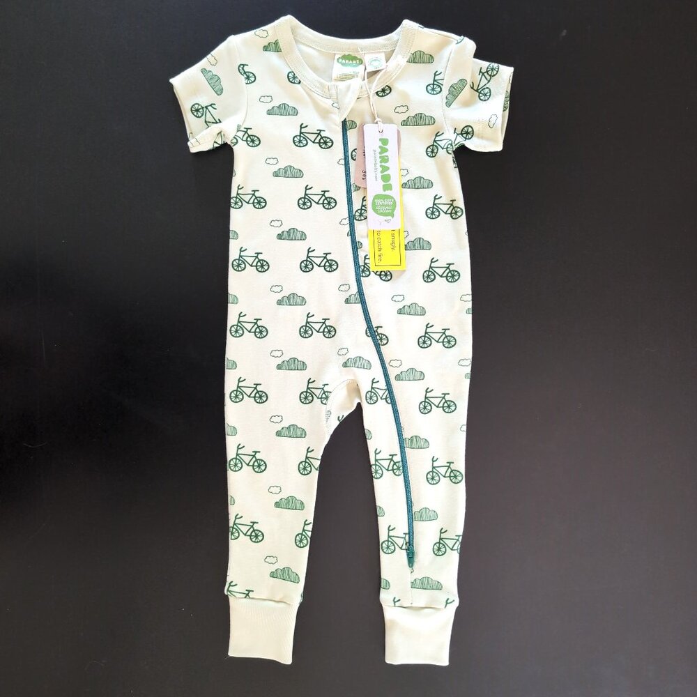 NWT Parade 100% Organic Cotton One Piece Baby Outfit With Double Zip